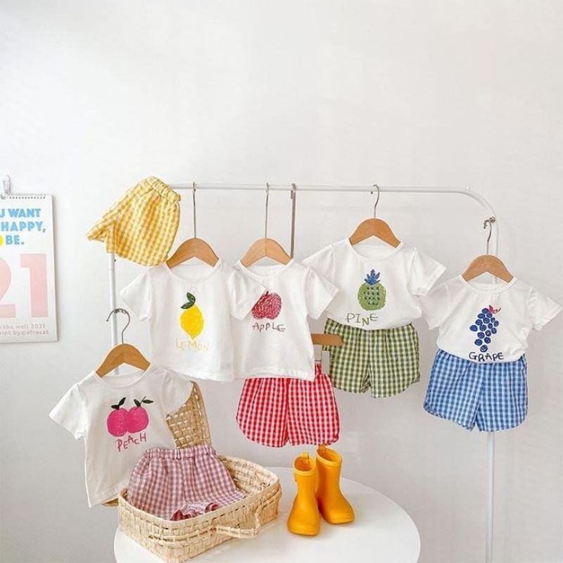 Set Baby Fruit Tea 6 bulan -18 bulan / Setelan Fruit Short Sleeve T-Shirt