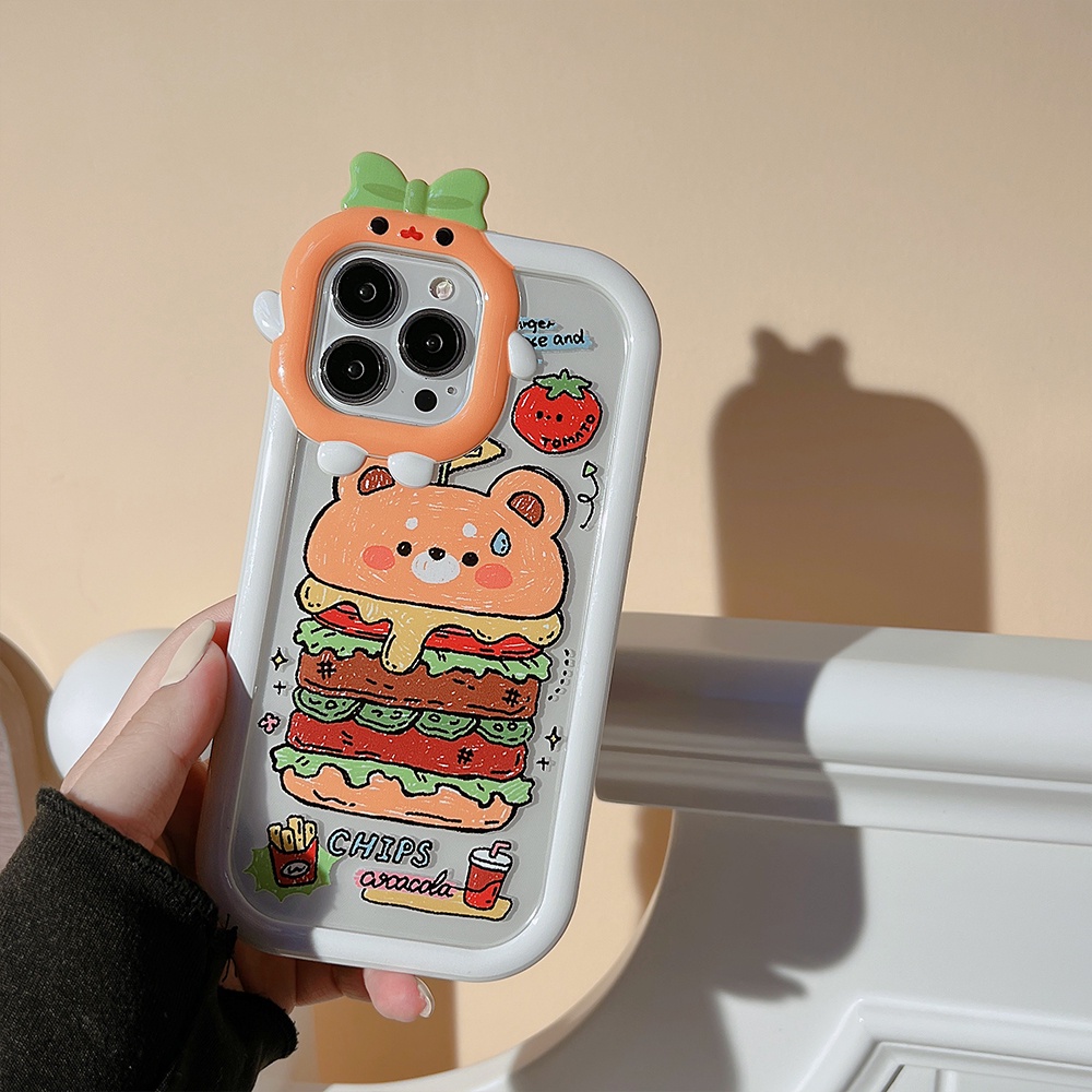 Redmi Note11 Pro Note11S 10C 10A 9C 9A 10 9T 9 Note10 5G 10s Note9 Note8 Poco M5S X3 NFC M3 Pro Case Kreatif MCD Hamburger Bear 3D Monster Lens Shockproof Phone Cover BY