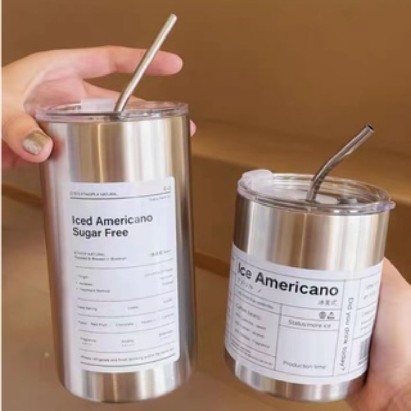 【COD】600ML Coreana Cafe Dari Stainless Steel 304 Kapasitas Besar 600ml American Insceding Cup
