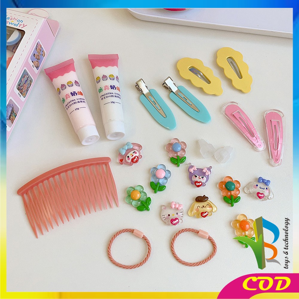 RB-C776 Jepit Rambut DIY Set With Clay Decorating Hair Pin Korean Style / Menghias Jepitan Karet Aksesoris Rambut Anak dengan Cream Import