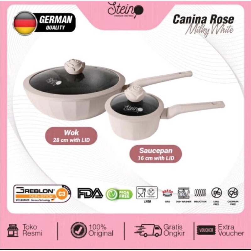 STEINCOOKWARE Canina Rose Set 2 in 1 panci set Granite ROSE Series
