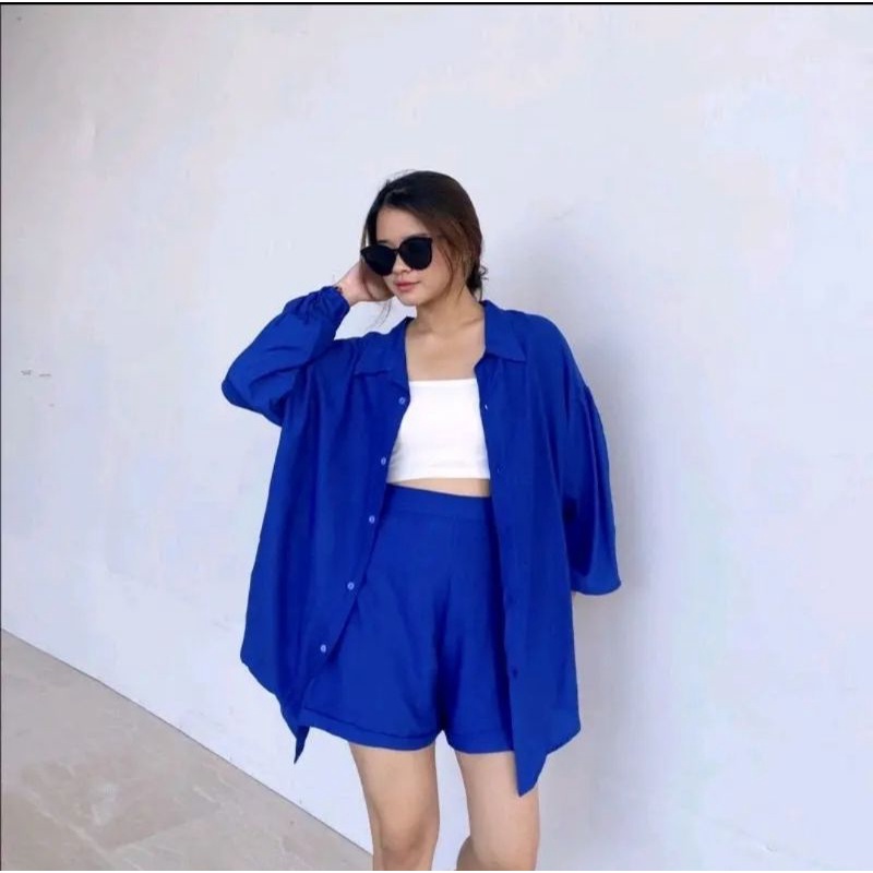 Cel Set One Set Wanita | One Set Kemeja Panjang