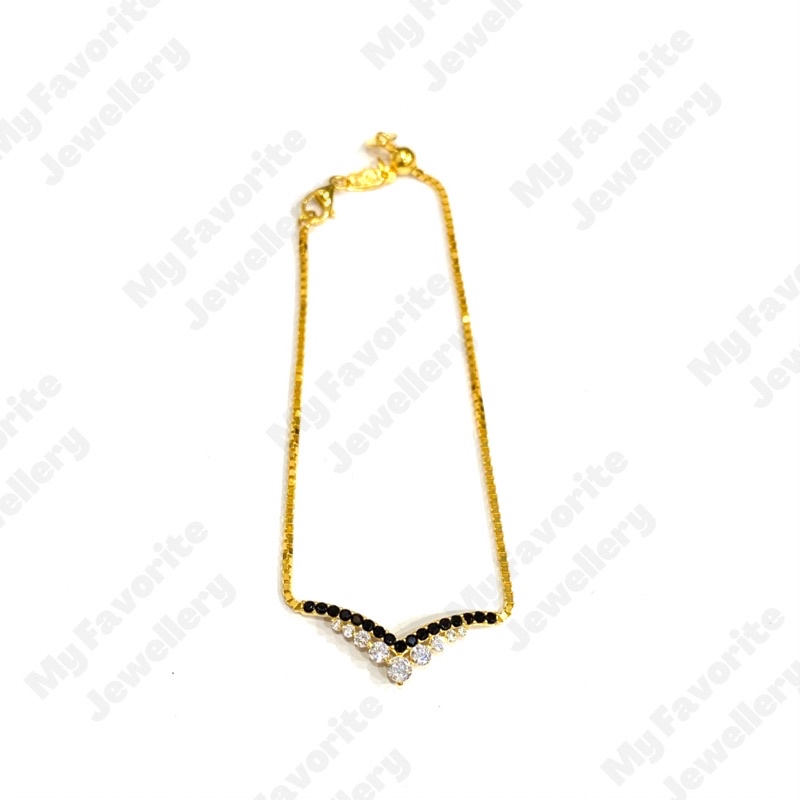 Gelang Serut Aurel AD Hitam Putih Emas Asli Kadar 700