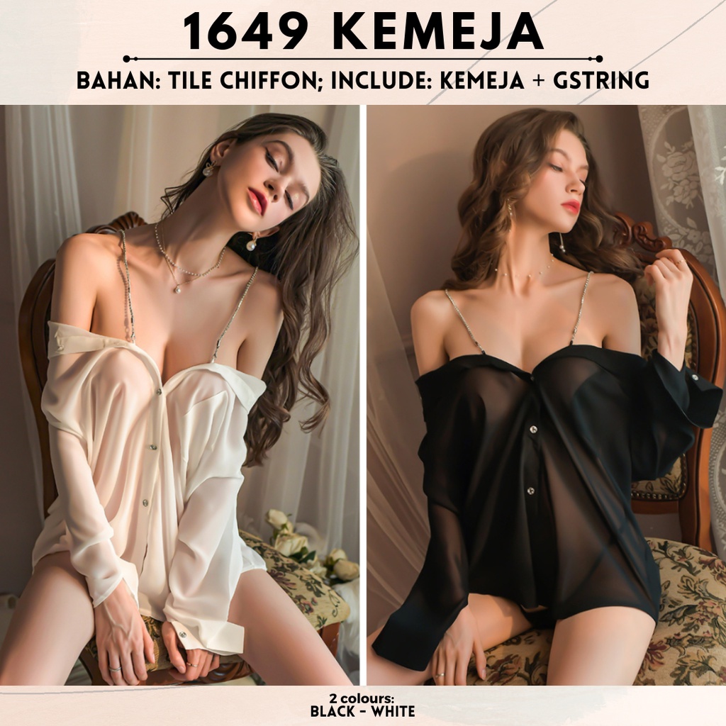 RR1648 RR1649 Sexy Lingerie Kemeja Oversized Baju Dinas Malam Pakaian Tidur Boyfriend Shirt / Kemeja Tidur Bigsize - Lingerie by Sexy Kisser