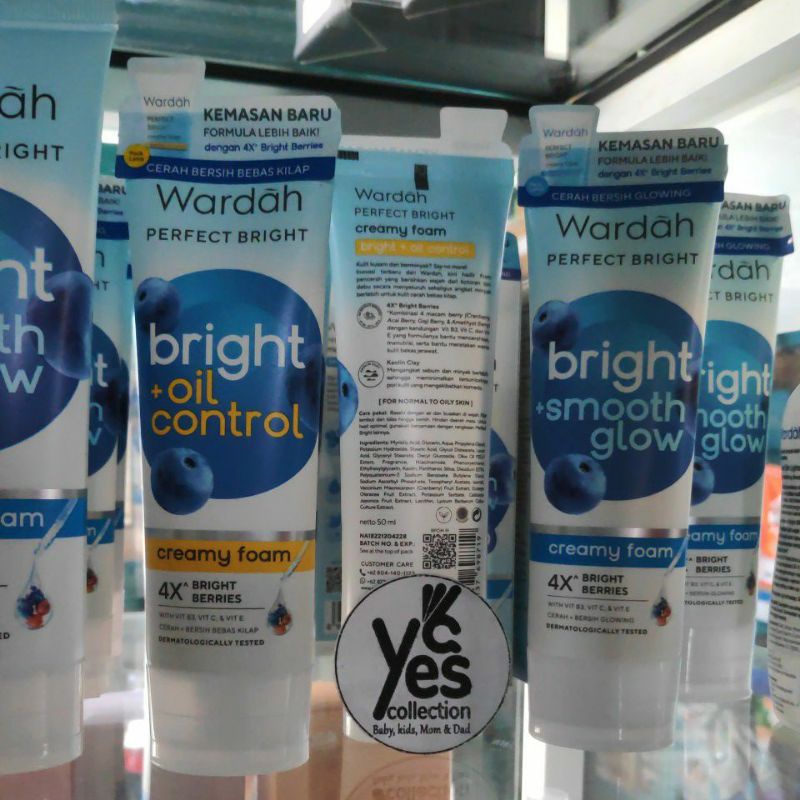 Wardah Sabun Cuci Muka Wajah Perfect Bright Creamy Foam 50 ml Oil Control Brightening Smoothing