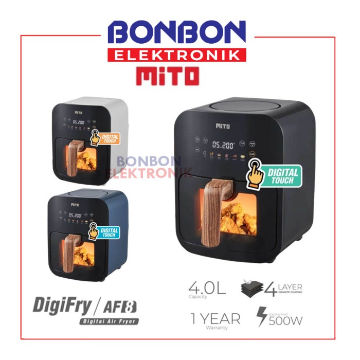 Fryer Mito Air Fryer Crystal Series Af8 / Af 8 4 Liter 500W Low Watt