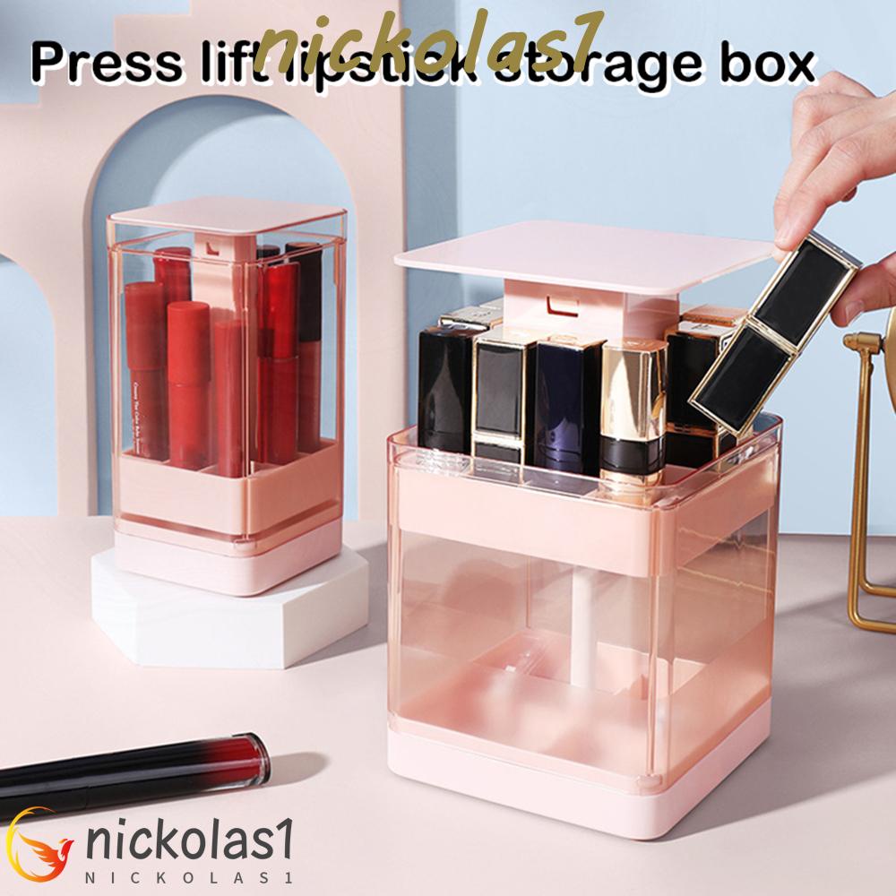 Nickolas1 Press Lift Kotak Penyimpanan Lipstik Praktek8 /12 Grids Tekan Untuk Membuka Alat Kosmetik Lipstick Stand Case Desain Baru Kotak Lipstik