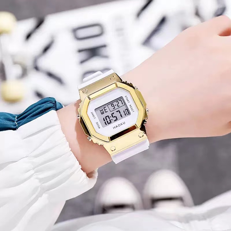 Jam Tangan Digital Rubber Segi Grosir Murah Karet Sport LED Wanita Dan Pria