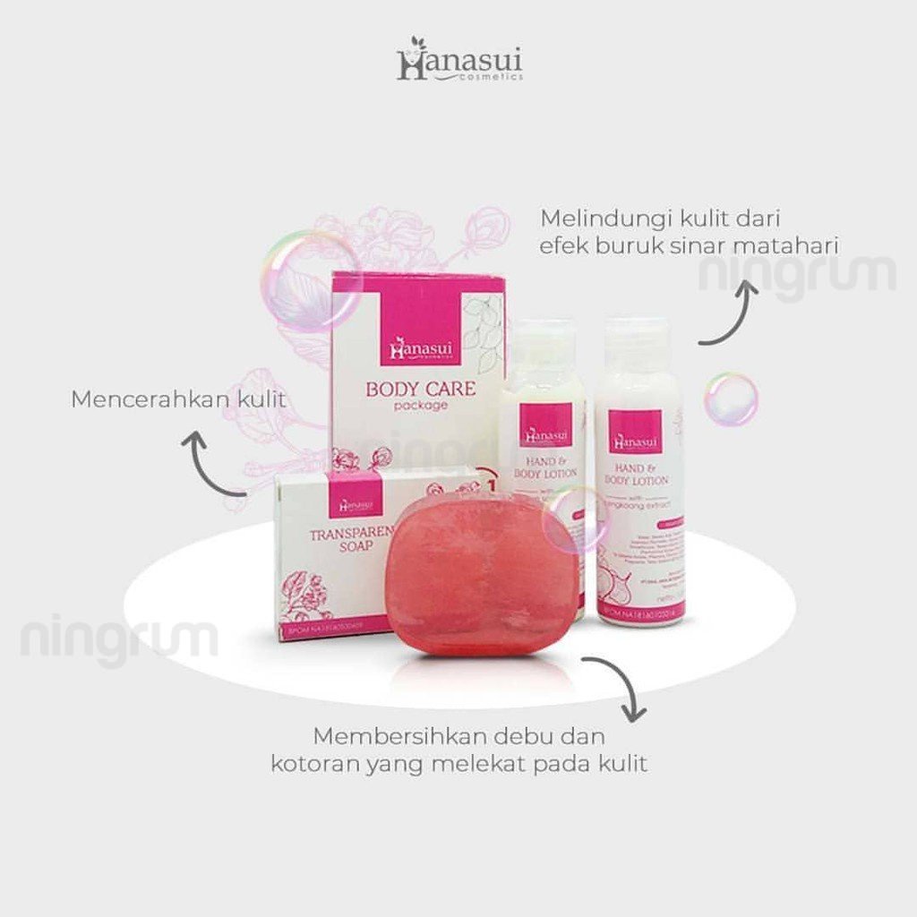 Ningrum - Hanasui Body Care 3 in 1 Package | Transparent Soap | Day &amp; Night Lotion Paket Kecantikan Original BPOM - 5031