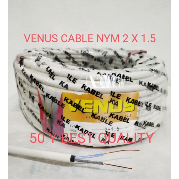 SALE!!! KABEL LISTRIK VENUS CABLE NYM 2 X 1.5 KAWAT BEST QUALITY 50 YARD / ROLL ( H )