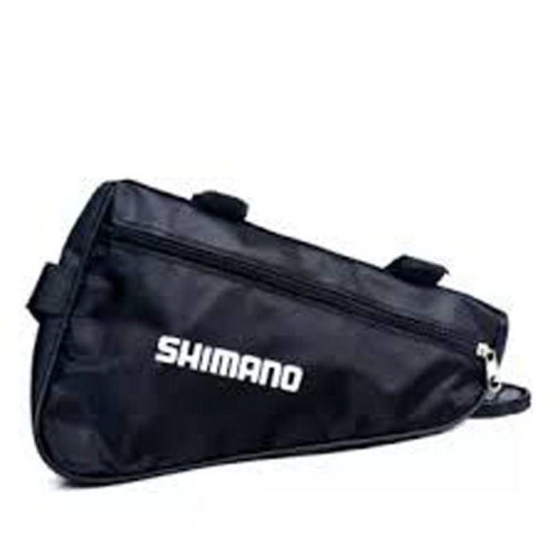 Tas Frame Sepeda Segitiga Shimano Dua Saku Kualitas Bagus Tebal Bahan 300D