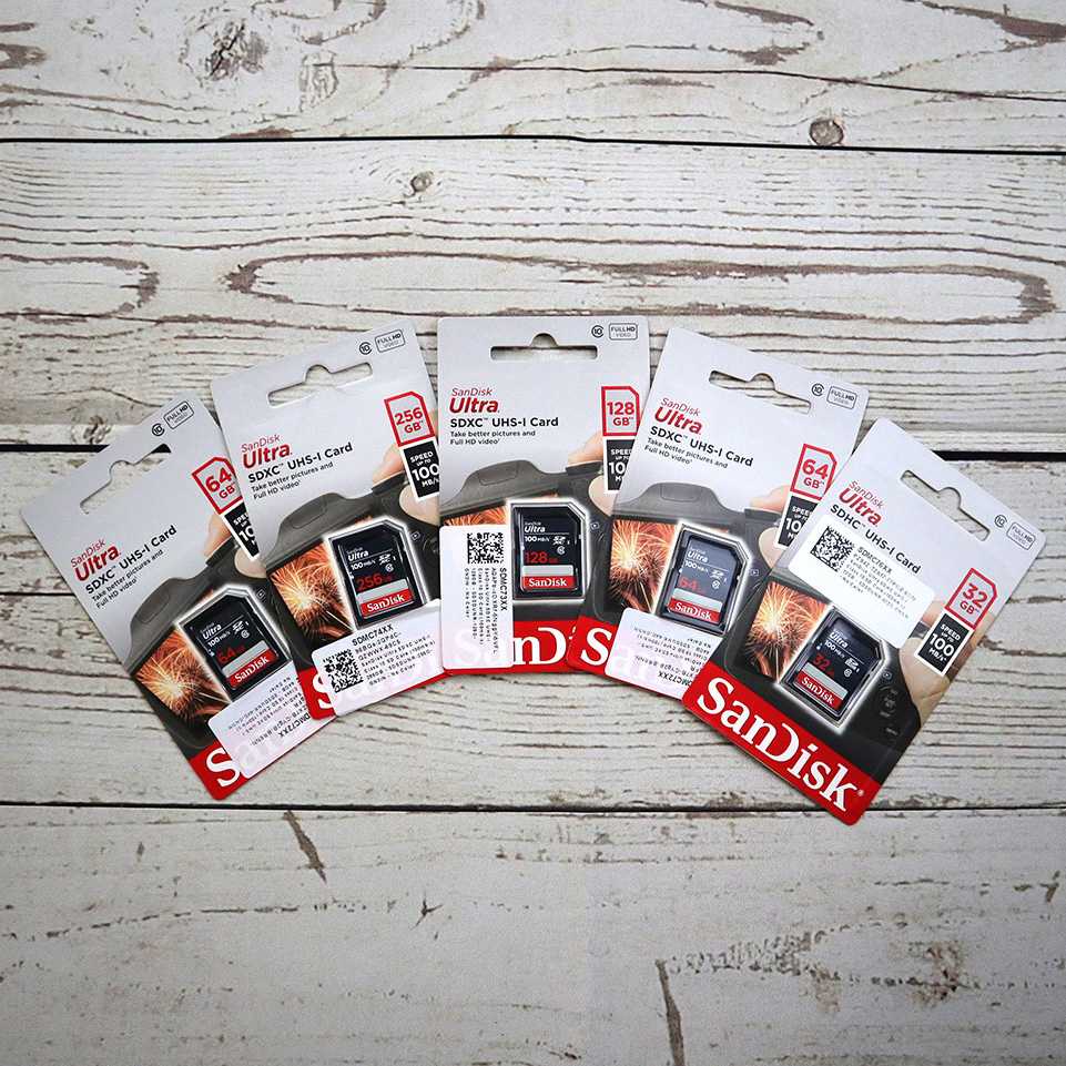 SanDisk Ultra SDXC UHS-I Class 10 SD Card (100mb/s) 32GB 64GB 128GB 256GB - SDSDUNR-GN3IN