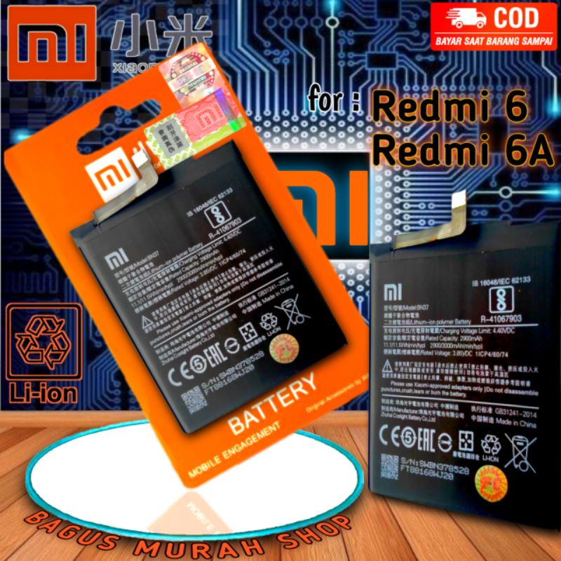 BATERAI BN37 BN 37/ BATRE BN37 BN 37/ BATTERY REDMI 6 / REDMI 6A BN-37 ORIGINAL REDMI6