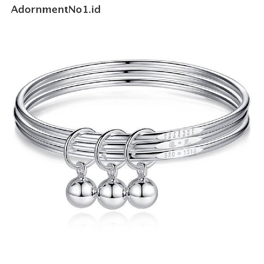 [AdornmentNo1] Gelang Bangle Liontin Fashion Adjustable Lapis Silver Warna Silver Untuk Wanita [ID]