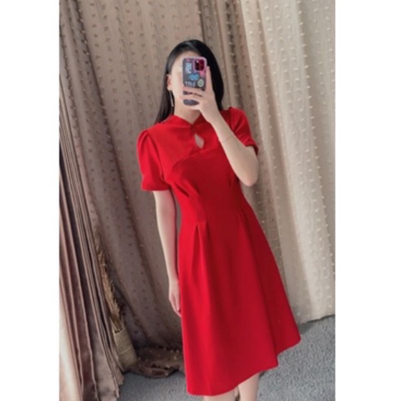 Danira Dress || Dress Scuba Cheongsam Imlek || Vaeesan