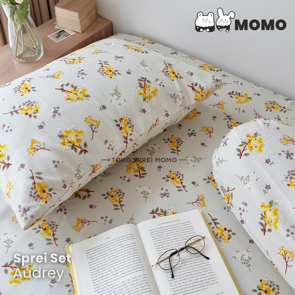 Sprei Set Motif Bunga MOMO - Ukuran 90, 100 dan 120 x 200
