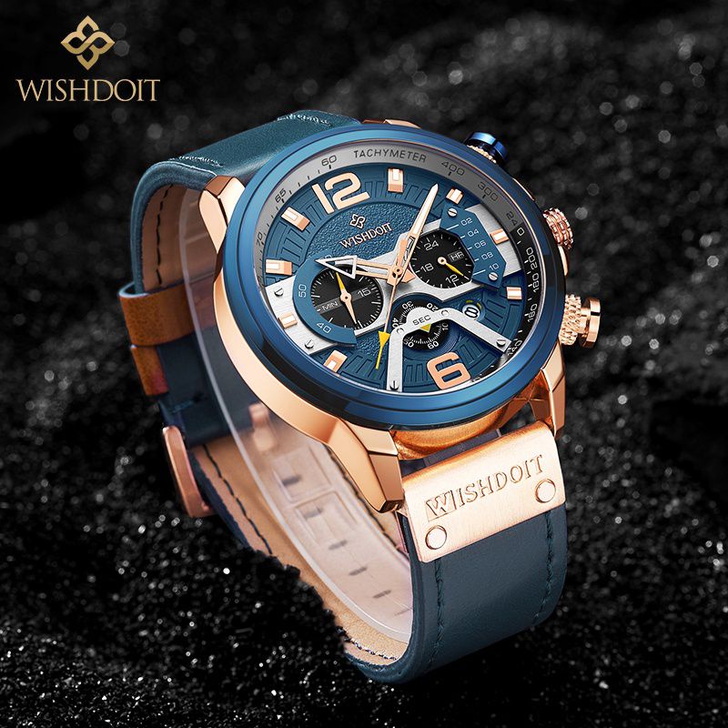 WISHDOIT 151- Jam Tangan Kulit Pria Anti Air Cowok - Men Watches Waterproof Leather Ori