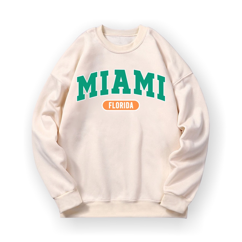 Sweatshirt Basic MIAMI FLORIDA II Sweater Crewneck Print DTF II Size M - XL Anak &amp; Dewasa ( Pria &amp; Wanita )