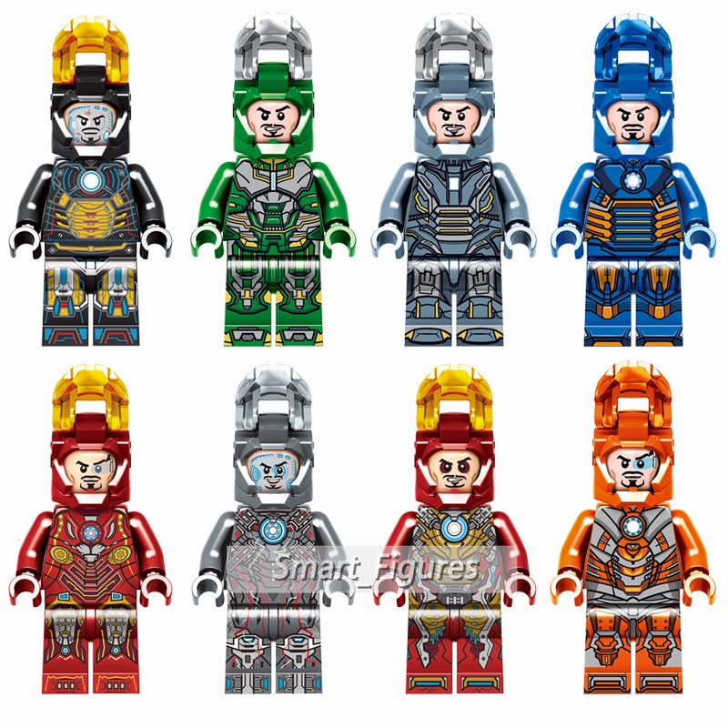 Iron Man Blok Bangunan Minifigures Super Heros Marvel Tony Stark Armor Mark17 Mark19 Mark26 Mini Angka Mainan Hadiah