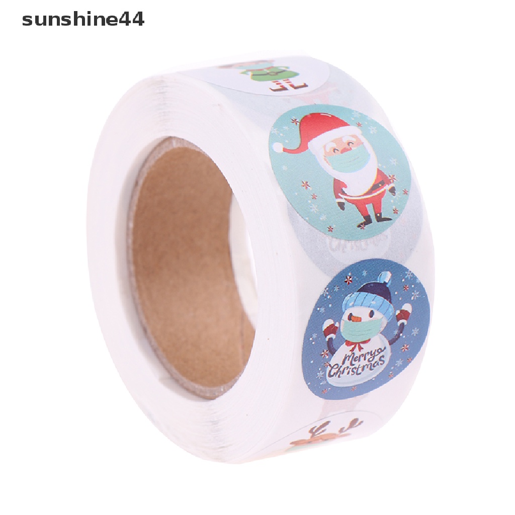 Sunshine 500pcs/roll Stiker Merry Christmas Pembungkus Gift Box Label Tag Natal.