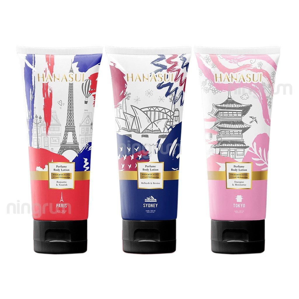 Ningrum - HANASUI Perfume Body Lotion 180mL | UVA UVB Protection | Sydney Tokyo Paris Parfum Losyen Original BPOM - 5014