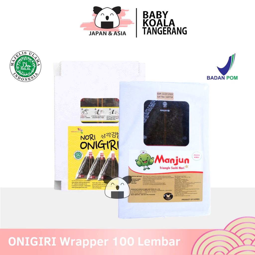 

MANJUN Onigiri Wrapper 100 Lembar Halal │ Lembar Rumput Laut Import untuk Nasi Kepal Onigiri.