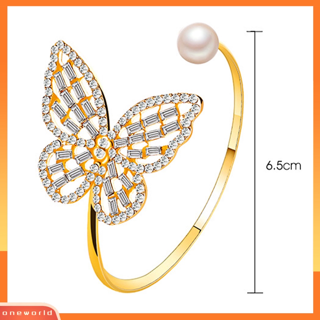 {oneworld} Gelang Bangle Stylish All-match Flexible Alloy Pembukaan Adjustable Butterfly Untuk Pesta