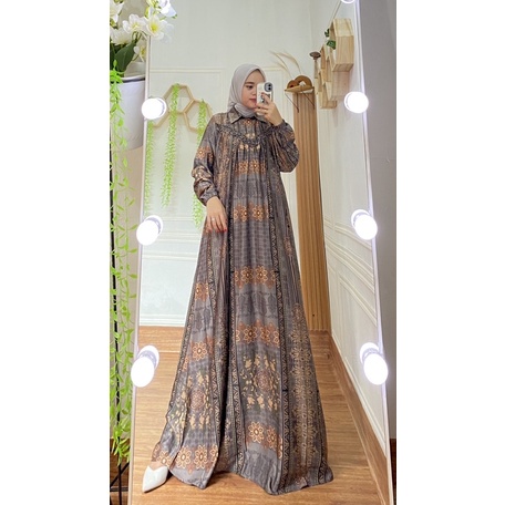 RANIKA DRESS |Jumbo Ready |Gamis Motif Terbaru Bahan Zara Premium/Gamis Zara silk premium /Gamis motif batik Zara Premium Terbaru