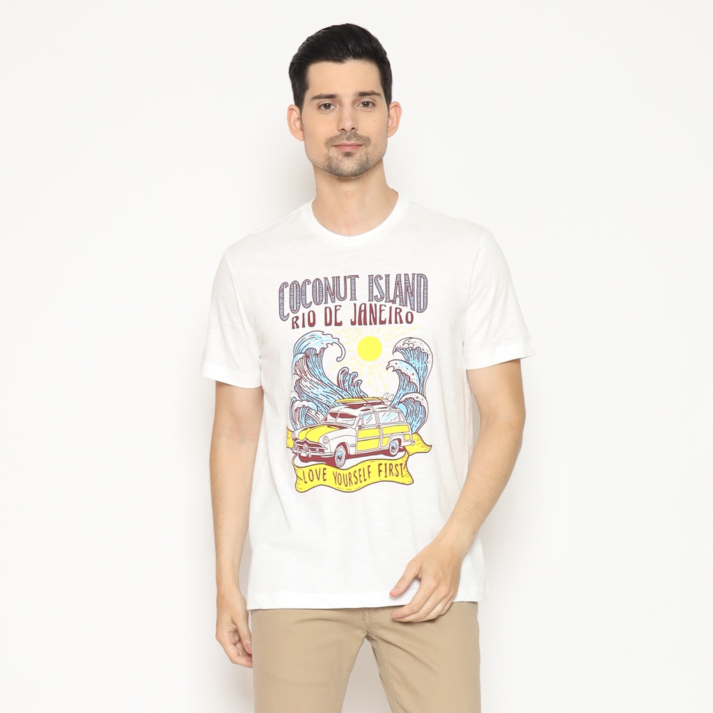 Kaos Pria Casual Distro Regular T-Shirt Coconut island Unisex tee KUNT012