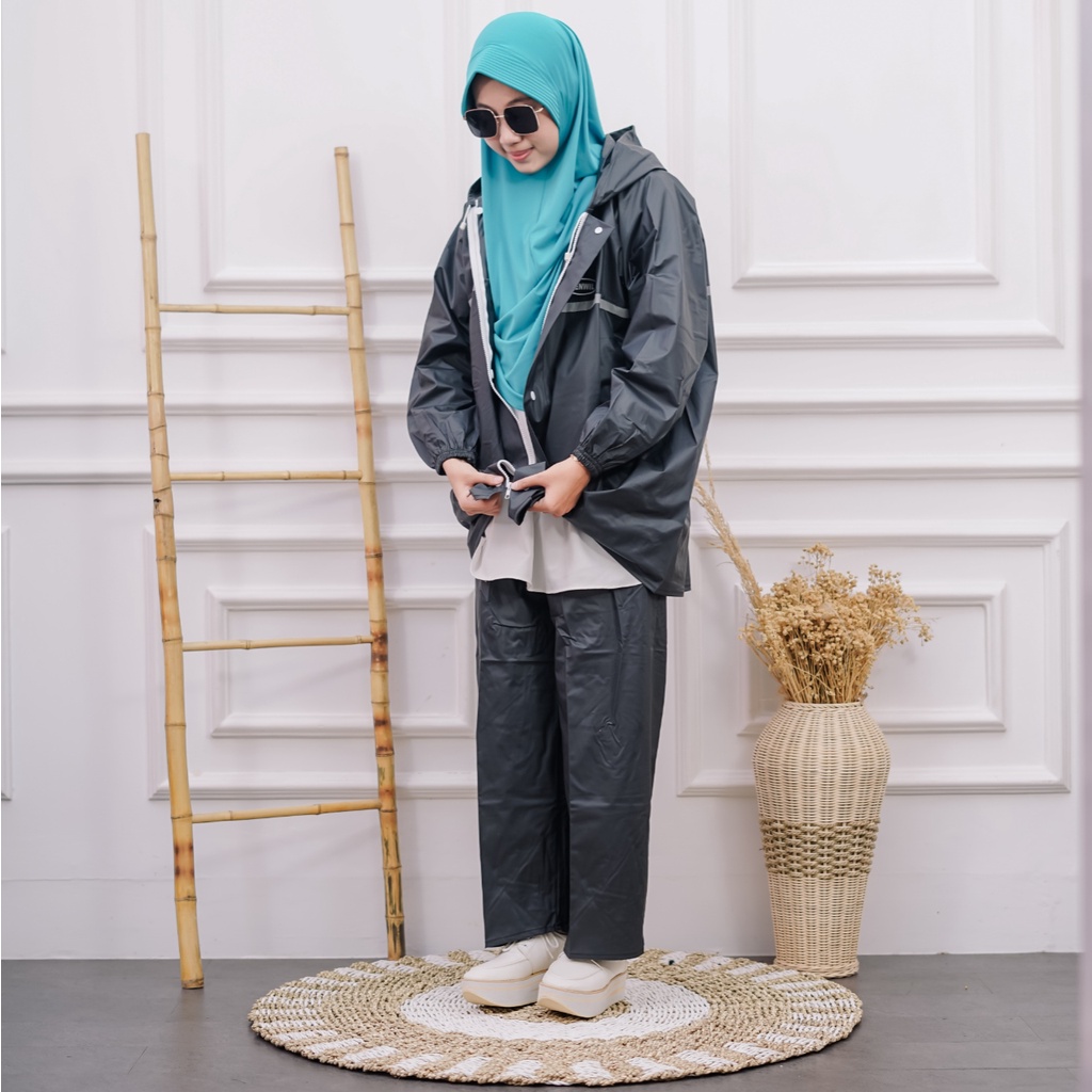 Jas Hujan Motor Setelan Pria Wanita Baju Celana Bahan Karet Pvc Tebal Original Best Quality Rainsuit Mantel Jaz Dewasa Terbaik Cewe Cowok Senwil Raincoat