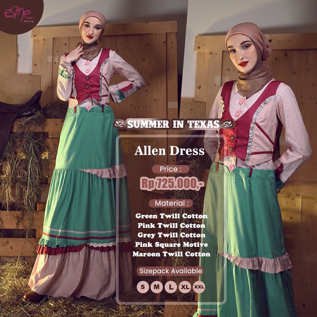 ESME ALLEN DRESS BAJU GAMIS BRANDED GAMIS KEKINIAN TERBARU DREESS MEWAH UNIK DRESS MEWAH GAMIS KOTAK