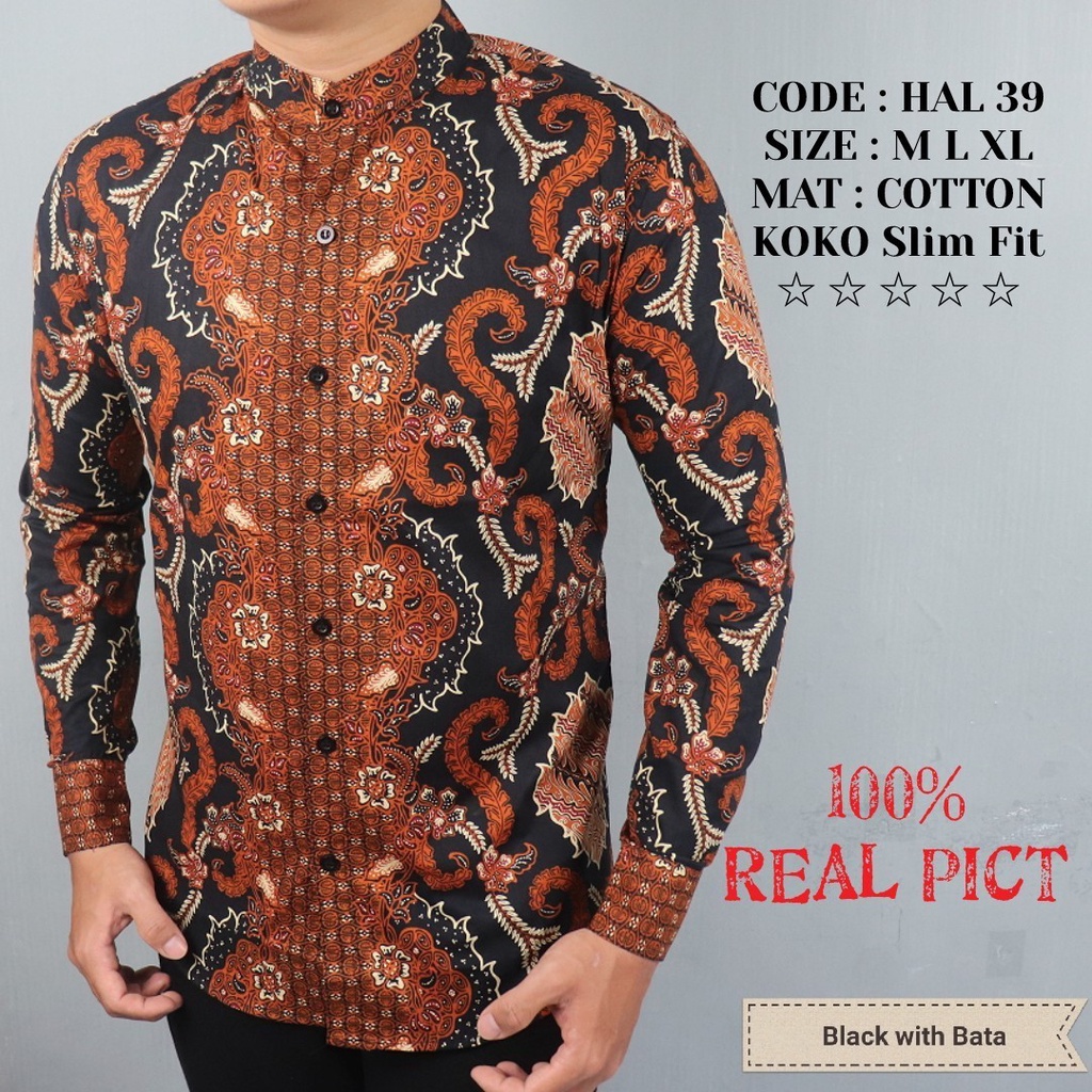 CEVASH SALE Cuci Gudang Baju Batik Pria Slimfit Kemeja Lengan Panjang Hem Slim Fit HAL 39