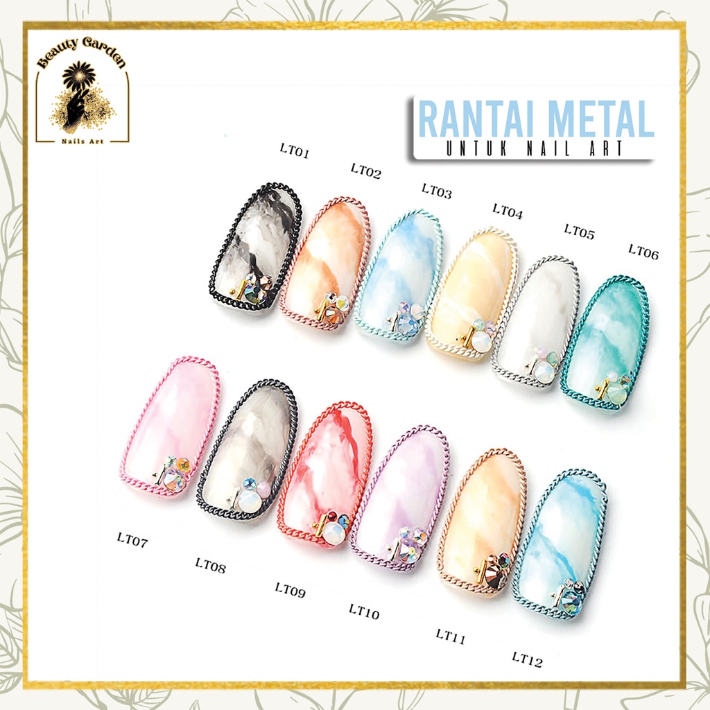 【 COD 】Nailart Rantai Metal Alloy 3d Multi Warna Aksesoris Dekorasi Nail Art / Manicure Wanita