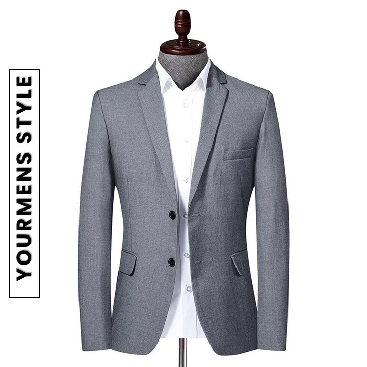 BLAZER PRIA SEMI FORMAL DOUBLE BUTTON SLIMFIT GIO GREY TWIST ORIGINAL NIKAYU FULL FURING