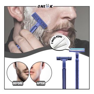 Alat Cukur Kumis dan Jenggot 2 Mata Pisau  Double Blade Cukuran Bulu Jenggot Ketiak Serbaguna