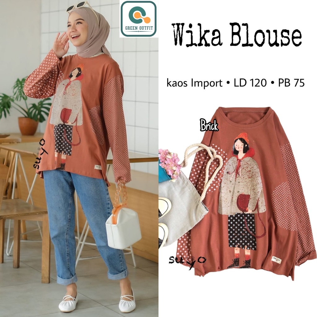 wika blouse bluse blus atasan pakaian baju kaos import impor tebal adem melar jumbo bigsize polos ld