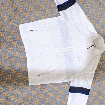 Jaket who au second ori vintage putih strip hitam biru size XL mulus like new murah