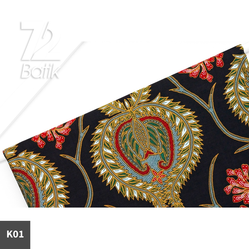 KAIN BATIK PREMIUM Bahan Katun Motif Kembang Duri Hitam 722747 Cap 72 Jarik Jarit Samping Kebat Panjang Batik Katun Modern Premium Bahan Seragam Batik Pernikahan Kantor Keluarga Murah Kamen Jadi Batik Bali Lembaran