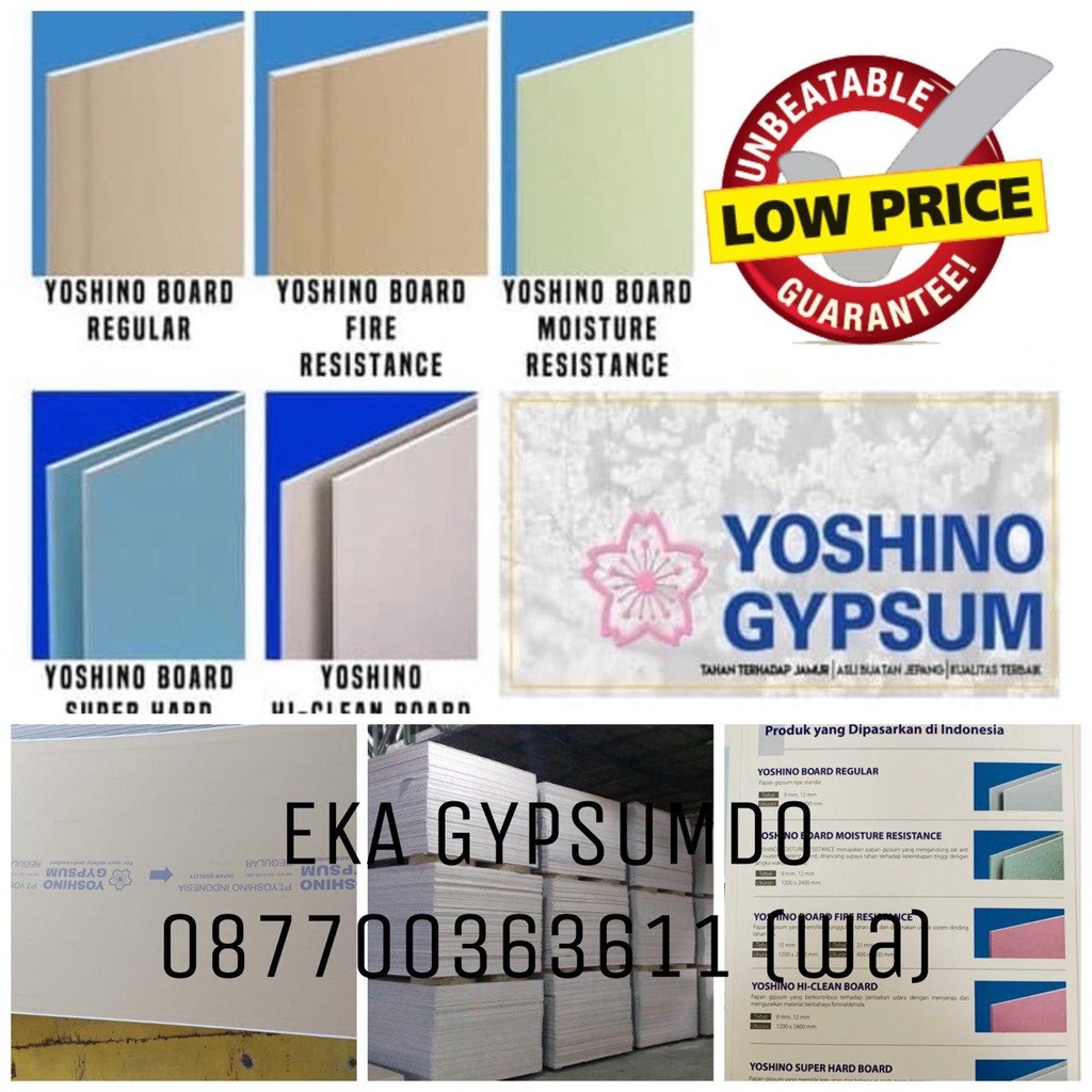 GYPSUM YOSHINO 12MM / YOSHINO 12MM / GYPSUM BOARD / PAPAN GIPSUM / GYPSUM PLAFON