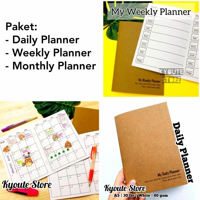 

Paket 3 Buku Simple Planner Daily Weekly Monthly Kyoute Agenda Rencana