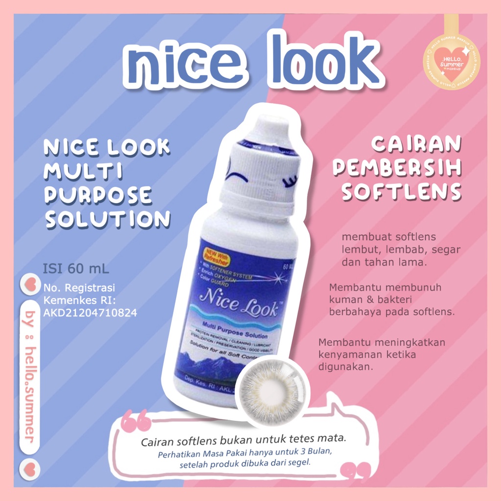 X2 NICE LOOK SOL 8 Cairan Air Softlens Multi Purpose Contact Lens Solution 60ml 150ml