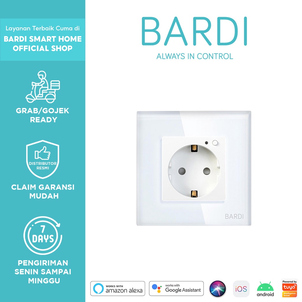 BARDI Smart Wall Socket Wifi EU White For Alexa Google Home Automation