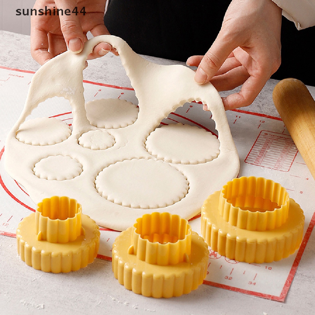 Sunshine 3Pcs/Set Cetakan Biskuit Bulat Fondant Pastry Cutter Alat Baking Cookies Mold.