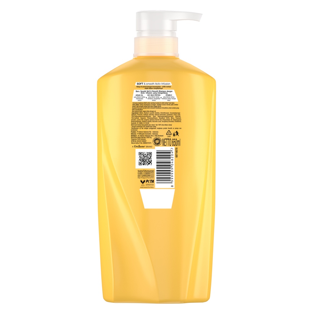 Sunsilk Shampoo Soft &amp; Smooth Activ-Infusion with Argan Oil Rambut 5X* Lebih Lembut 650ml