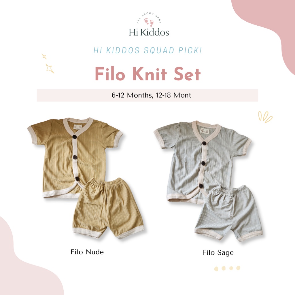 Filo Knit Set / Setelan Baju Bayi Import Perempuan dan Laki Laki 6 12 Bulan / Pakaian Bayi Newborn