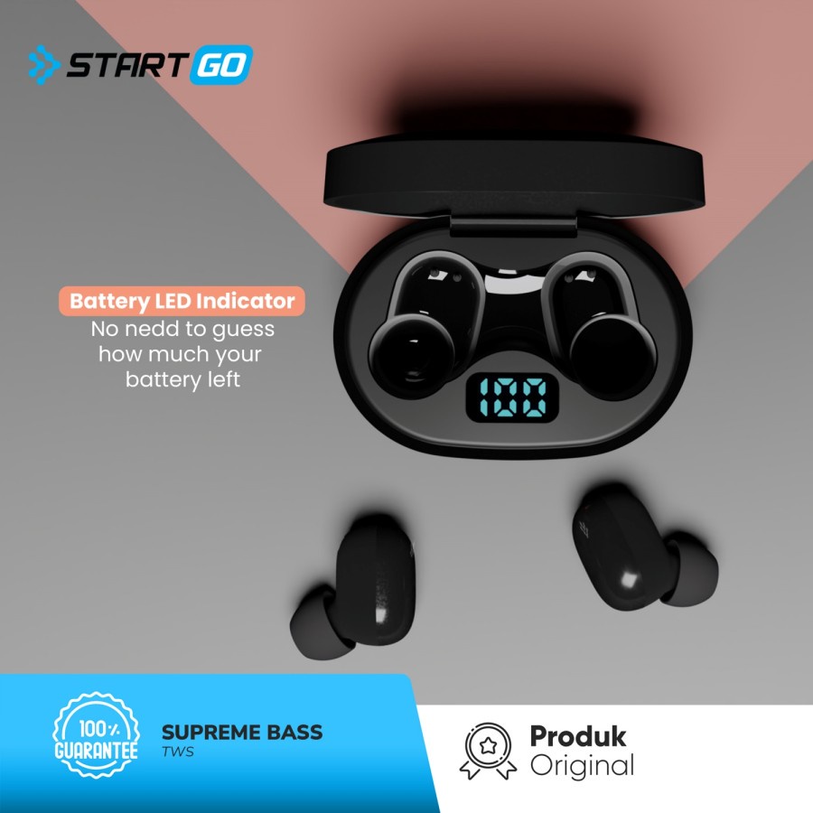 StartGo SUPREME BASS In-Ear TWS Earphone Bluetooth 5.3 Garansi Resmi