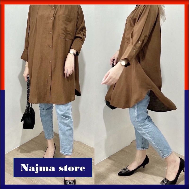 ❤ NAJMA ❤ Baju Blouse Atasan Kemeja Raisa Tunik Top Shirt Polos Ld 110 XXL Fashion Selebgram Hits Mu