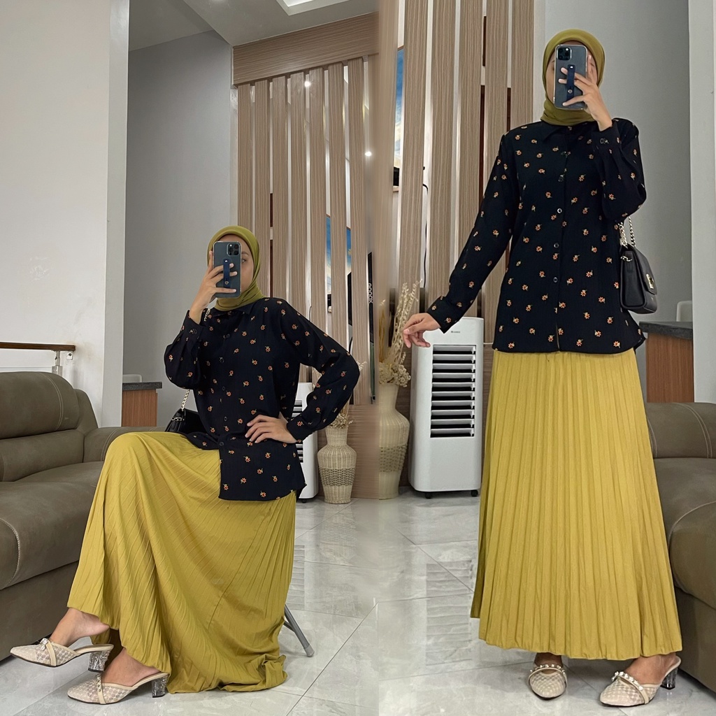 JOANA blouse by ZALFA OUTFIT / kemeja crincle / kemeja bunga