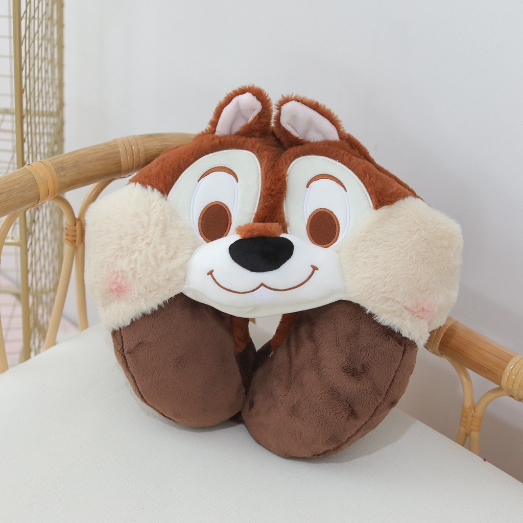 BANTAL LEHER CHIP DALE CHIPMUNK ALVIN NECK PILLOW BONEKA TRAVEL AKSESORIS LUCU