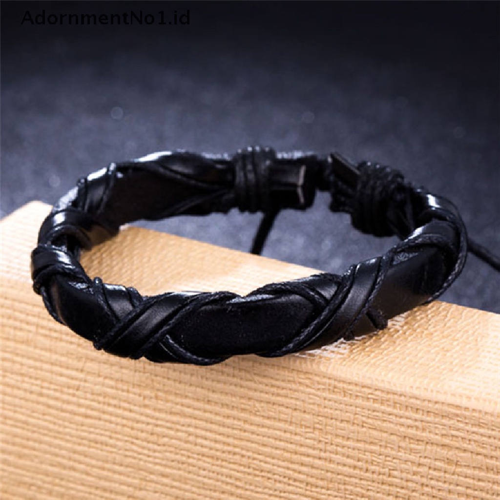 [AdornmentNo1] Handmade Kulit Pria Wanita Tali Gelang Bangle Cuff Wristband Wrap Adjustable [ID]